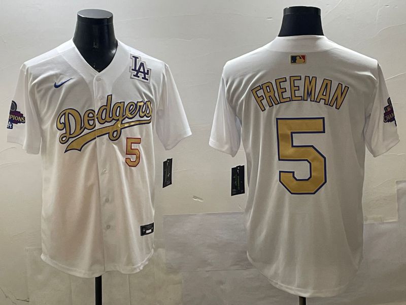 Men Los Angeles Dodgers #5 Freeman White Gold Game 2025 Nike MLB Jersey style 3284->los angeles dodgers->MLB Jersey